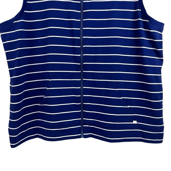 Liz Claiborne Womens Vest Stretch Blue White Stripe Pockets 2X - Picture 4 of 11